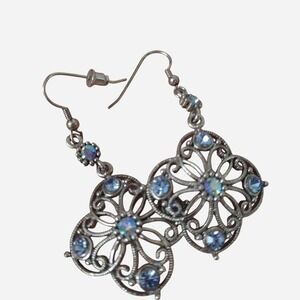 silver dangle crystal earrings